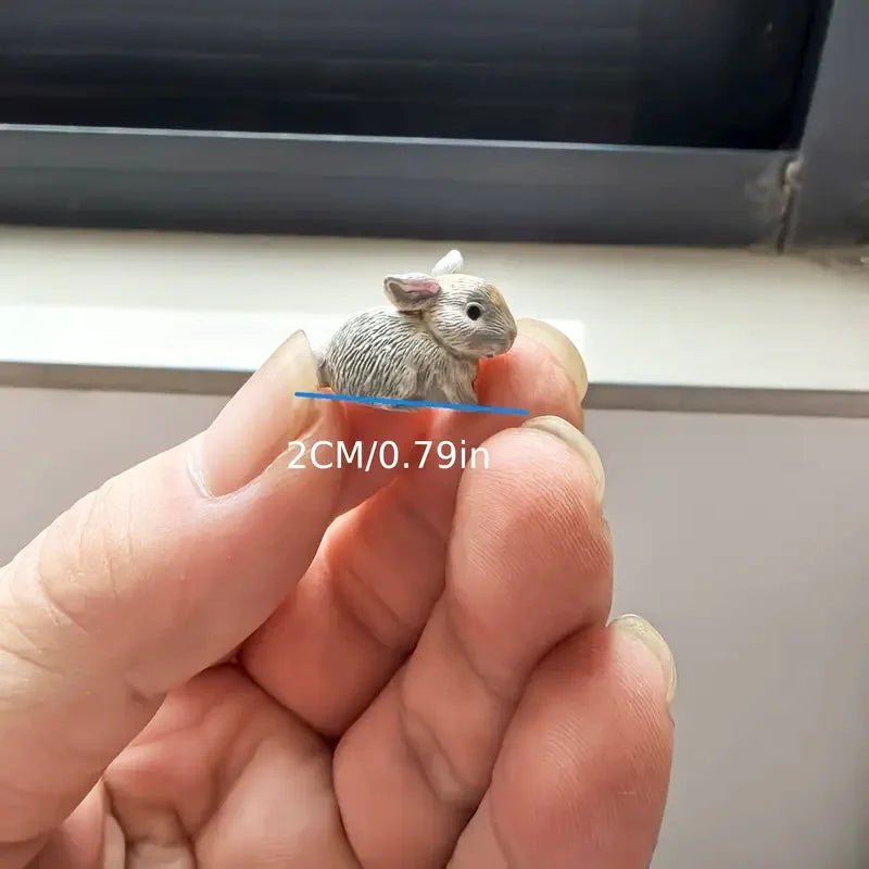 Mini Resin Rabbit Figurines Set - Cute Tiny Animal Garden Decorations, 10 Pack