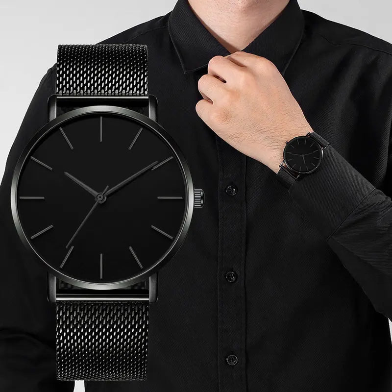 Minimalist Ultra-Thin Couple Mesh Watch Set - Fashionable Men's & Women's Quartz Watches