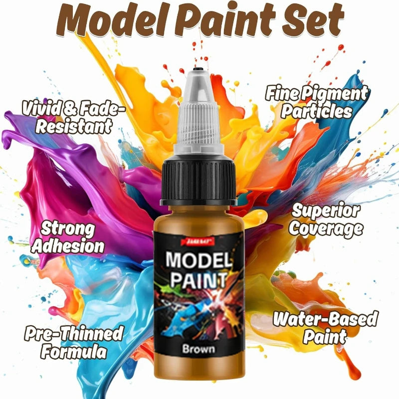 24-Color Acrylic Paint Set with Brushes for Model Making & Crafting
