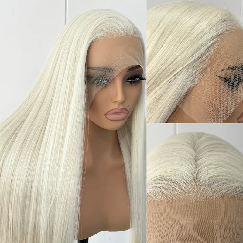 Long Blonde Synthetic Lace Front Wig for Women - Glueless, Straight, Natural Hairline