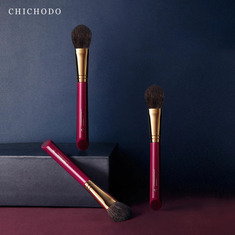 Luxury Makeup Brush for Blush - Soft Animal Hair Precision Brush, Red Rose Series 014