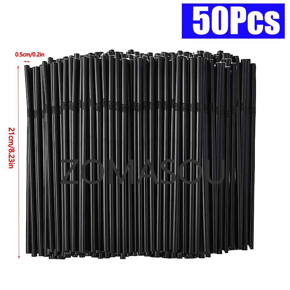 Black Drinking Straws 50-3000 Pcs Cocktail Milk Tea Party Wedding Kitchen Accessories