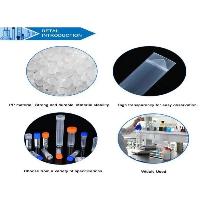 Laboratory Test Tubes Set 1-10ml with Screw Caps, Clear Sample Containers for Science & Chemistry