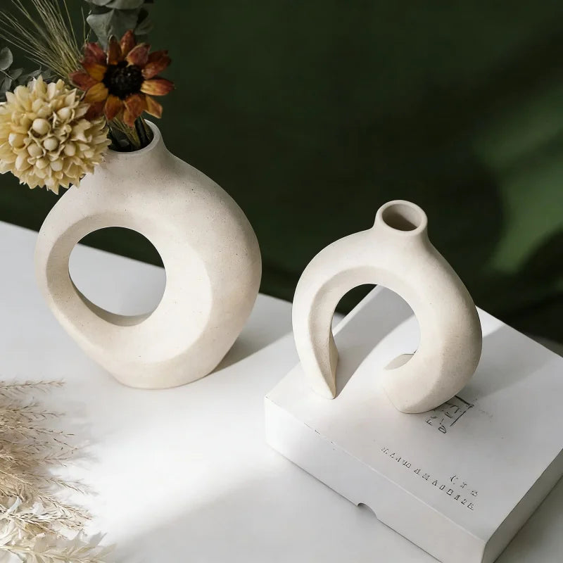Imitation Ceramic Vase Set - Modern Minimalist Flower Display for Living Room Decor