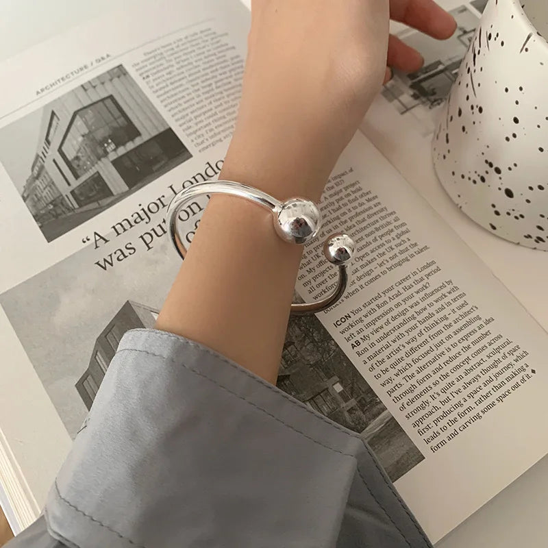 Sterling Silver Geometric Bracelet for Women Handmade Minimalist Jewelry Gift