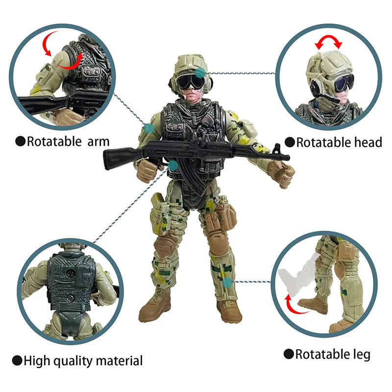 6Pcs Army Men SWAT Team Soldiers Action Figures Playset for Kids, Military Toy Gift