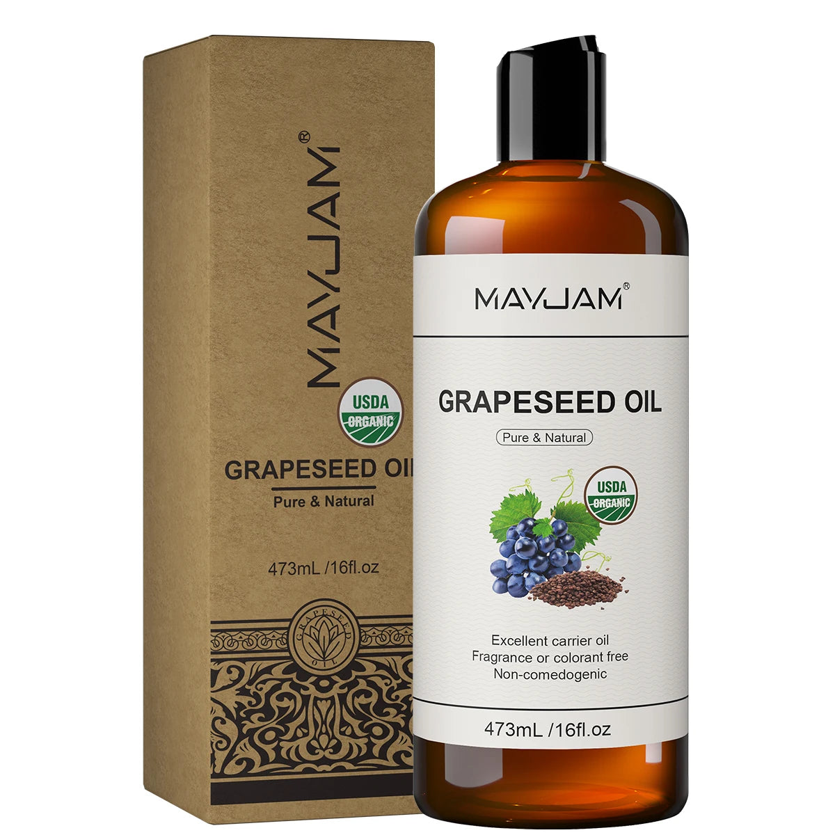 Organic Carrier Oil for Skin Hair Face Nails 473ml Cold Pressed Moisturizer