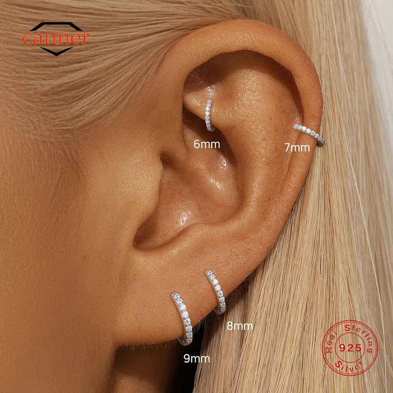 Sterling Silver Moissanite Hoop Earrings for Women Round Circle Jewelry