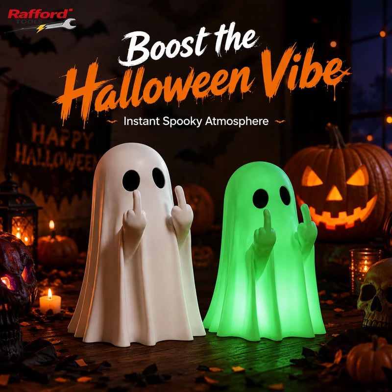Cute Ghost Halloween Decor Statue - Small Spooky Centerpiece for Home & Party