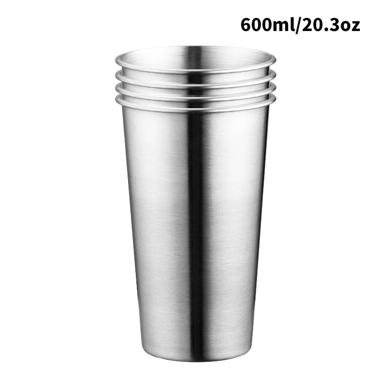 4-Piece Stainless Steel Water Cups Set - Unbreakable, Stackable Drinkware