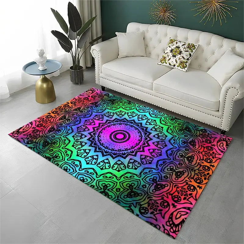 Bohemia Mandala Yoga Flower Area Rug Non-slip Carpet for Home & Living
