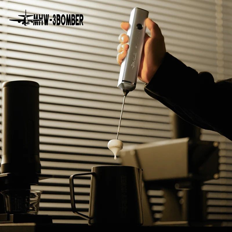 Electric Milk Frother Handheld Coffee Foam Maker Dual Whisk Heads Rechargeable