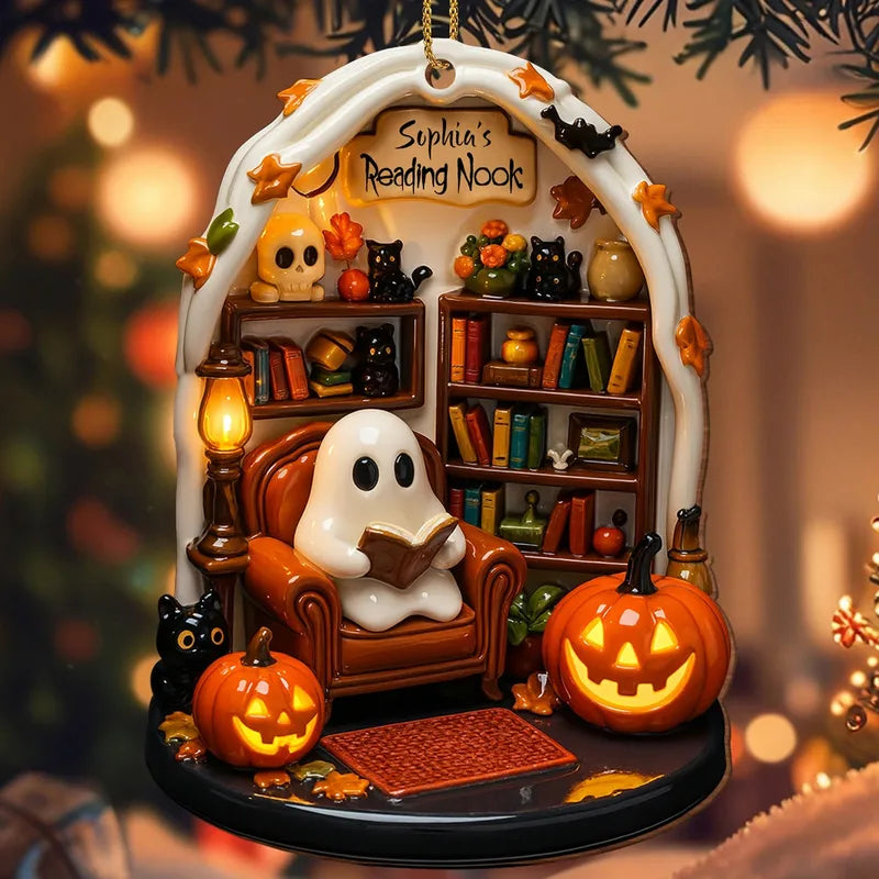 Halloween Ghost Reading Flat Acrylic Ornament Festival Party Decor
