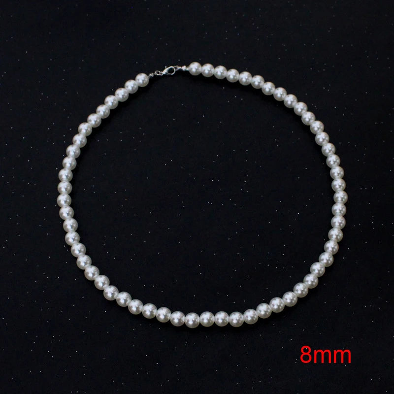 Elegant White Pearl Choker Necklace for Women and Men Wedding Party Jewelry