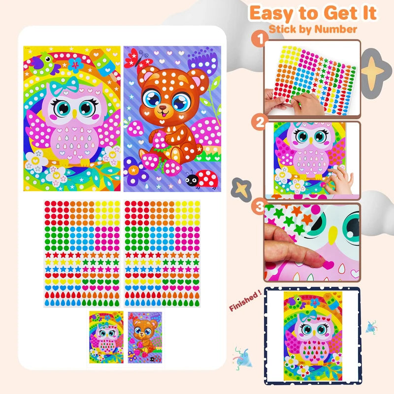 Children Dot Coloring Book with Mosaic Puzzle Stickers - Creative Educational Art Toy