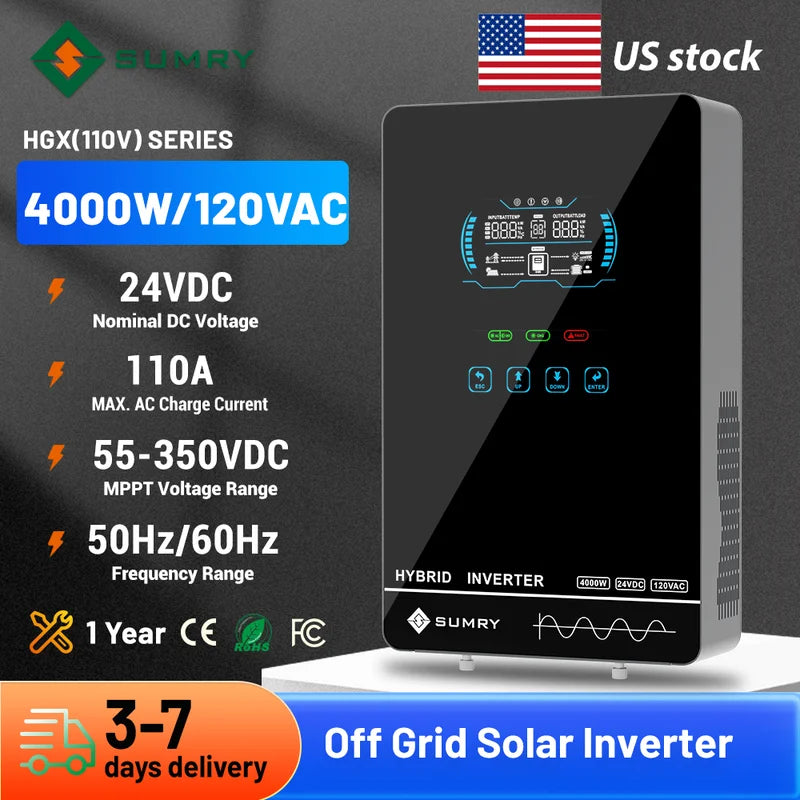 120V Off Grid 5600W Pure Sine Wave Solar Inverter with MPPT Charger and LCD Display