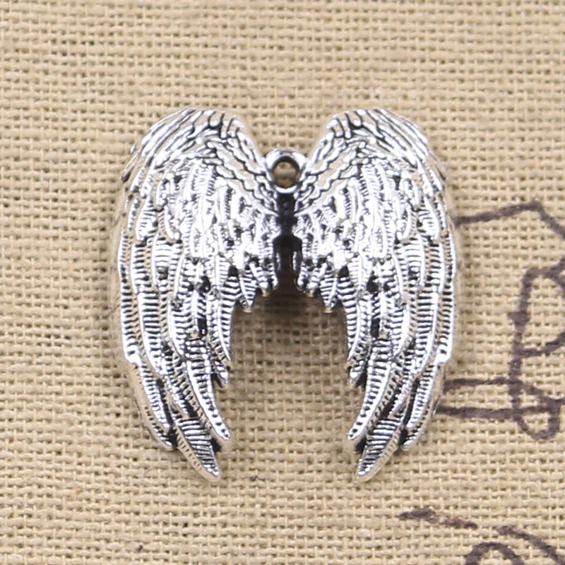 10pcs Angel Wing Charms Jewelry Pendants Silver Tone DIY Craft Supplies