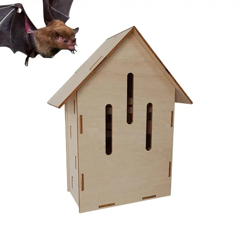 Wood Bat House Outdoor Animal Habitat Shelter for Gardeners and Nature Lovers