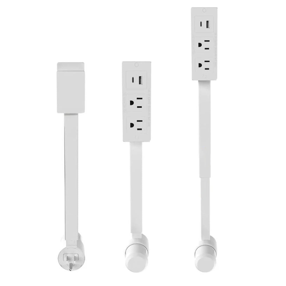 Telescopic Power Outlet Extender with 2 AC and USB Ports - 180° Rotatable Socket Expander