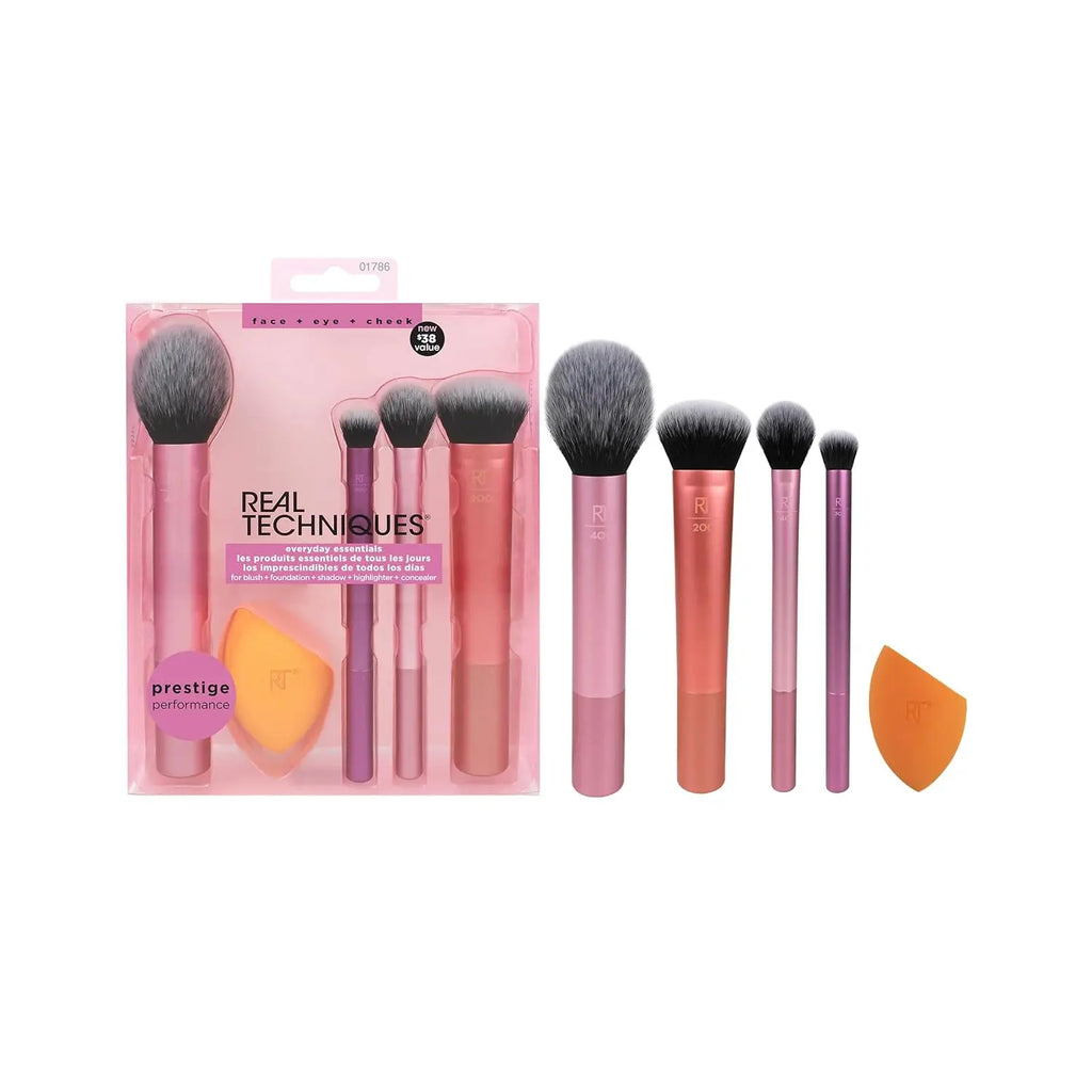 6-Piece Makeup Brush Set with Sponges for Face & Eyes - Travel Gift