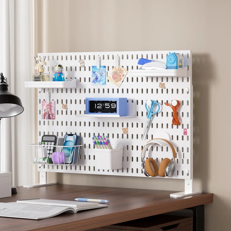 Drill-Free Pegboard Organizer for Desktop & Dorm Storage - Vertical Pegboard Clip-On