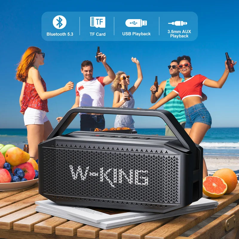 Portable Waterproof Bluetooth Speaker 100W Deep Bass Outdoor Loud Stereo