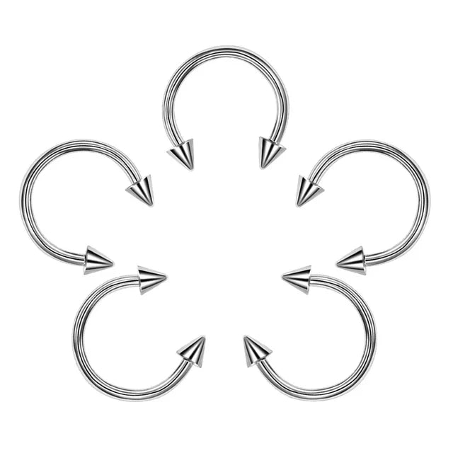 20-Piece Surgical Steel Body Piercing Jewelry Set - Nose, Tongue, Eyebrow, Labret, Horseshoe Rings