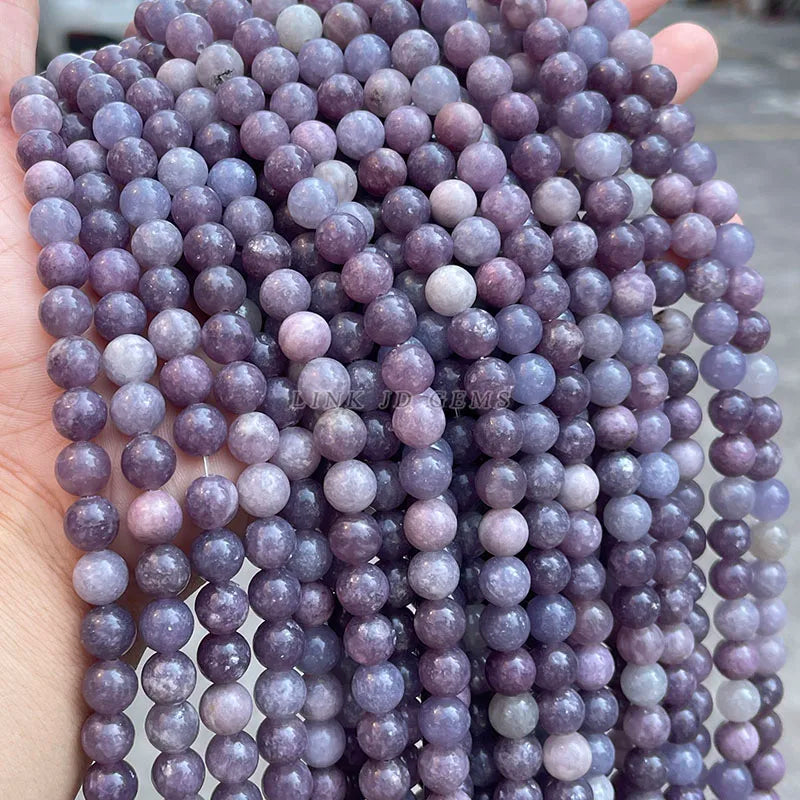 Natural Stone China Lepidolite Beads - Round Loose Spacer Beads for Jewelry Making