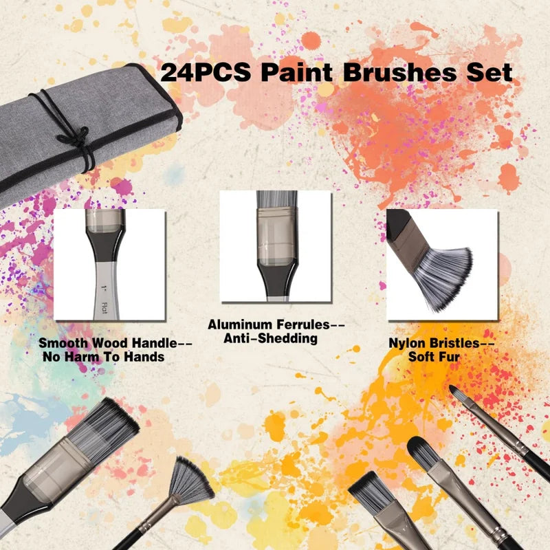 Professional Paint Brush Set with Palette Knife for Acrylic, Oil, Watercolor Art