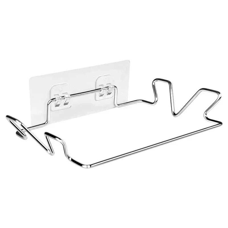 Stainless Steel Kitchen Trash Can Bracket with Hook for Cabinet Door Storage