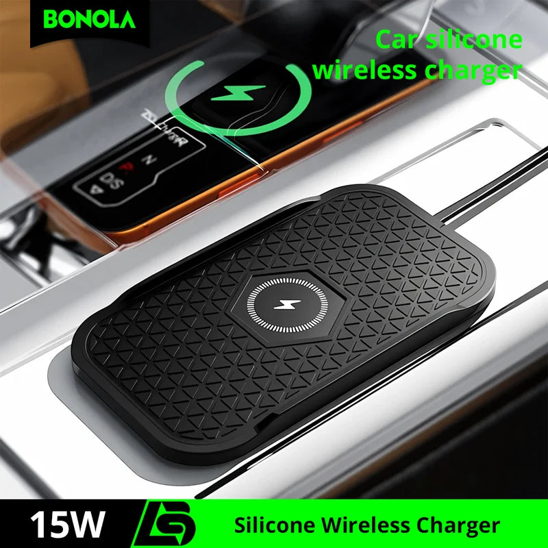 Wireless Car Phone Charger with Anti-Slip Mat for VW, Toyota, Audi - 15W Fast Charging Type C Cable