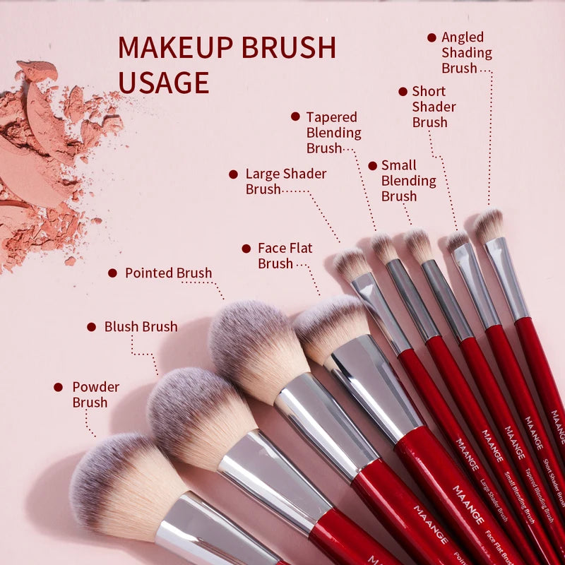 9-Piece Makeup Brush Set with Synthetic Bristles for Foundation, Eyeshadow & Concealer