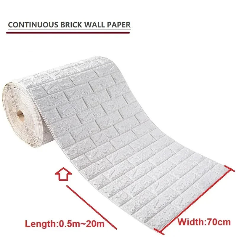 Self-Adhesive 3D Foam Brick Wall Sticker for Living Room & Bedroom