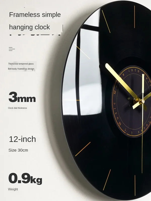 Modern Silent Glass Wall Clock - Large Decorative Watch for Living Room & Kitchen