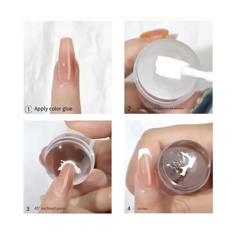 Transparent Nail Stamper Set with Scraper for French Nail Art - Silicone Head