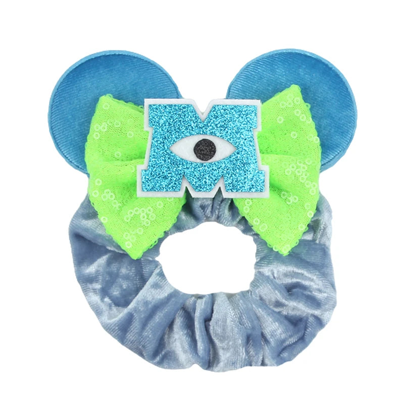 Velvet Hair Scrunchies with Mouse Ears for Girls & Women - Bow Headbands & Ponytail Accessories