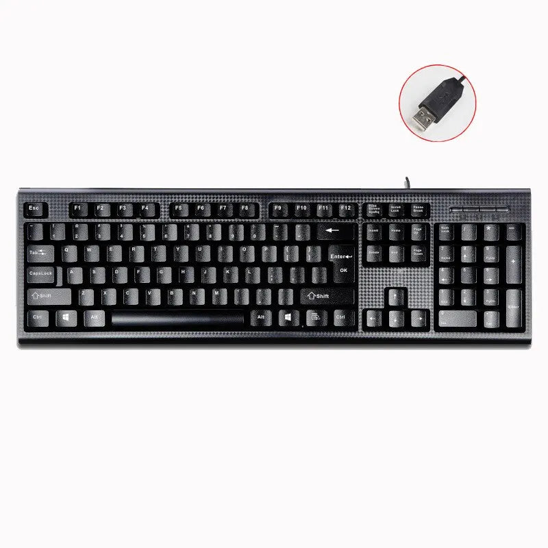 Q9 Wired Full-Size USB Keyboard with Square Mouth Design for Office & Home