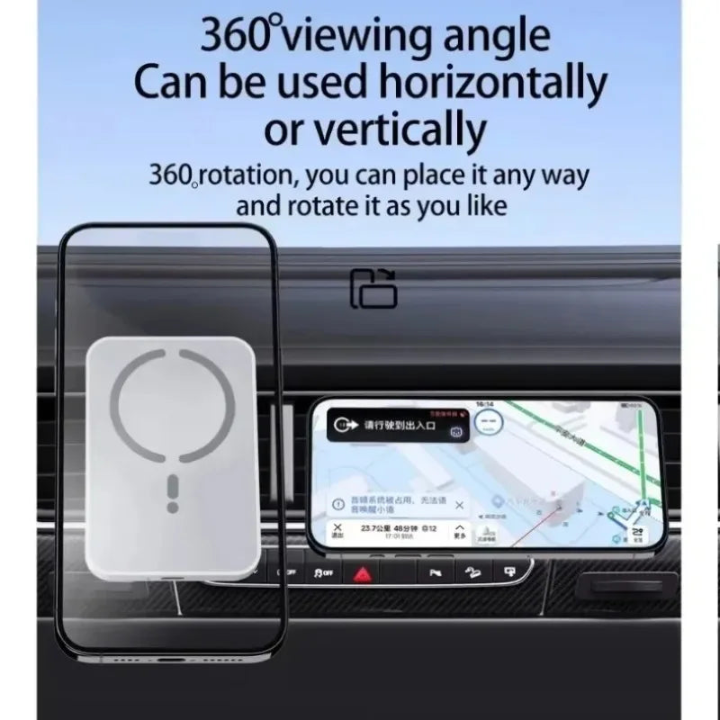 Magnetic Wireless Car Charger with Air Vent Mount for iPhone 12-17 - Fast Charging & Adjustable View