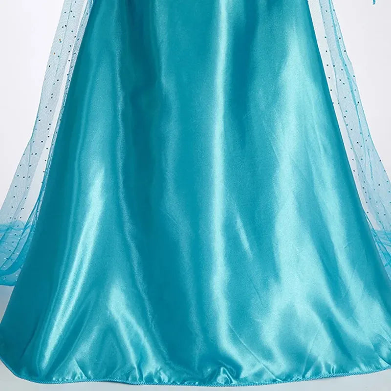 Girls Halloween Elsa Dress with Long Cloak Kids Princess Costume Snow Queen Carnival Outfit