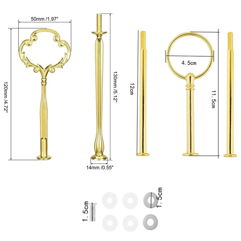 2/3 Tier Cake Plate Stand Handle Hardware Set for Wedding Party Cake Display