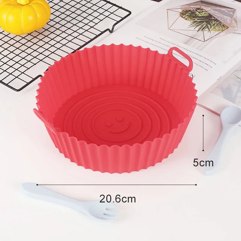Reusable Silicone Air Fryer Pan Liner Set Non-Stick Baking Tray Accessories