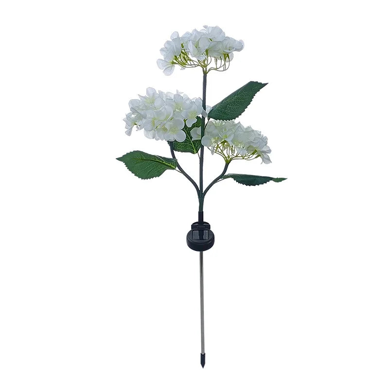 Garden Decor 3-Head Hydrangea Solar Lawn Lamp Outdoor Yard Party Decoration