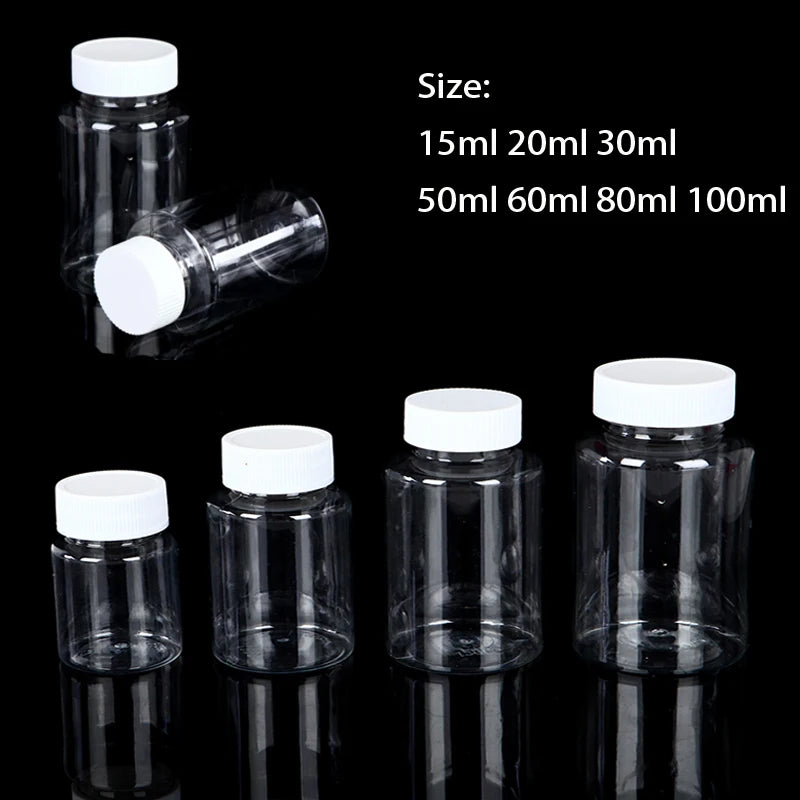 Refillable Plastic PET Bottles Set - 15ml to 100ml, Seal Cap, Multiple Colors
