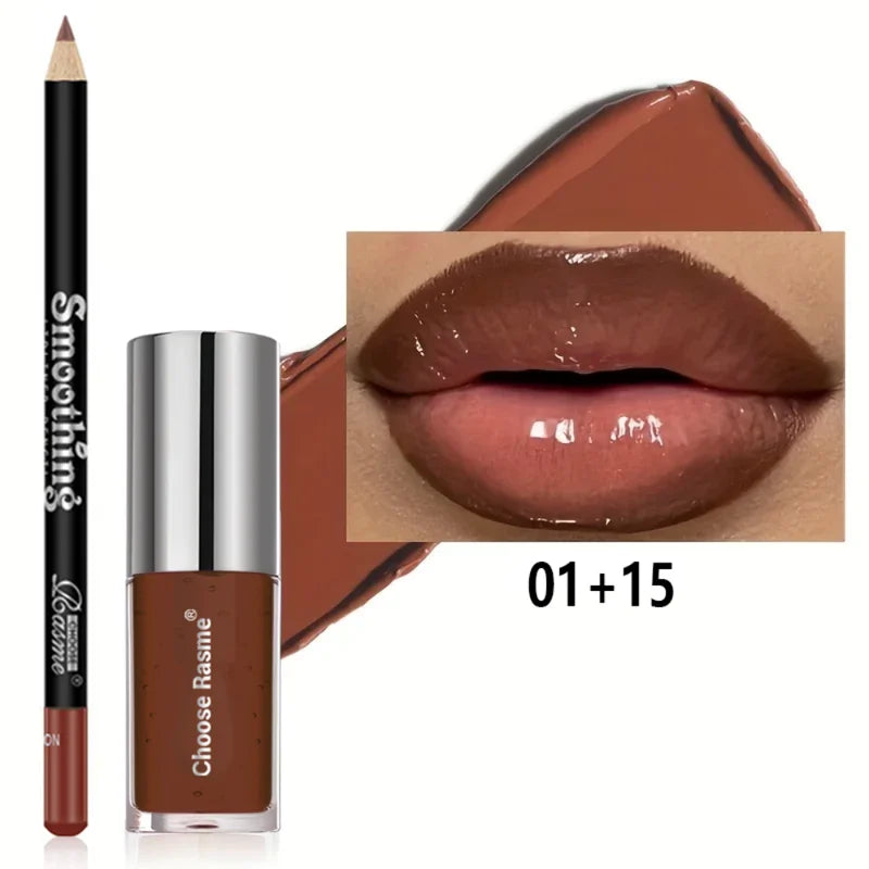 Lip Makeup Set with Lip Liner and Lip Oil - Waterproof, Long-Lasting Moisturizer
