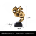 Modern Resin Mask Sculpture - Double Sided Face Statue for Home & Office Decor, Gold & Black, 27cm