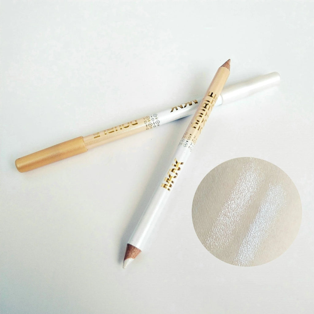 Dual-Color Wooden Gel Eyeliner Pencil - Black White & Brown Shades