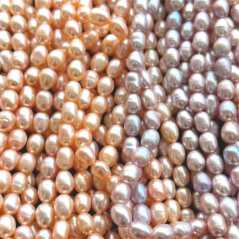 Freshwater Rice Pearls Beads 8-9mm Natural White Pink Purple Jewelry Making Supplies