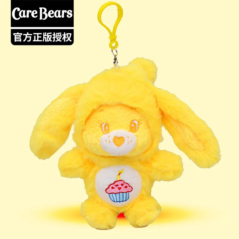 Genuine Carebears Plush Rabbit Keychain Rainbow Bear Doll Pendant Gift for School Bag