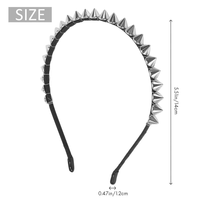 Metal Rivet Headband Punk Hair Accessory with Spike Studs for Women