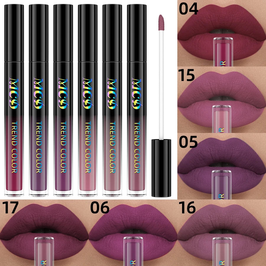 6-Piece Matte Lip Gloss Set Waterproof Velvet Lipstick for Women